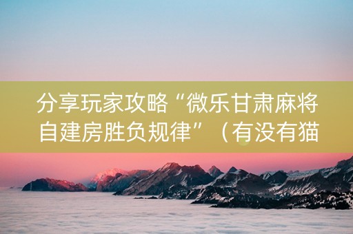 分享玩家攻略“微乐甘肃麻将自建房胜负规律”（有没有猫腻)