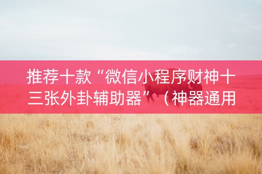 推荐十款“微信小程序财神十三张外卦辅助器”（神器通用版)