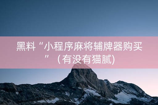 黑料“小程序麻将辅牌器购买”（有没有猫腻)