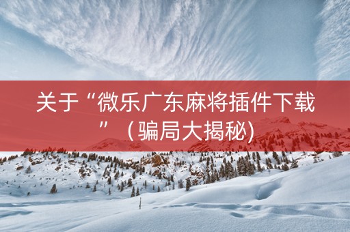 关于“微乐广东麻将插件下载”（骗局大揭秘)