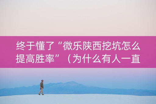 终于懂了“微乐陕西挖坑怎么提高胜率”（为什么有人一直赢)