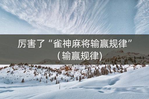 厉害了“雀神麻将输赢规律”（输赢规律)