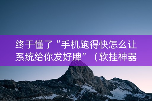 终于懂了“手机跑得快怎么让系统给你发好牌”（软挂神器)