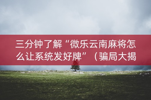 三分钟了解“微乐云南麻将怎么让系统发好牌”（骗局大揭秘)