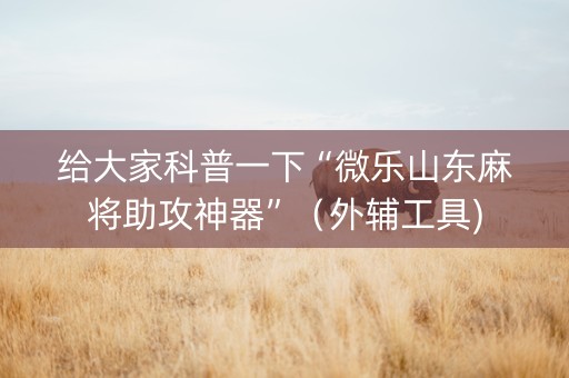 给大家科普一下“微乐山东麻将助攻神器”（外辅工具)