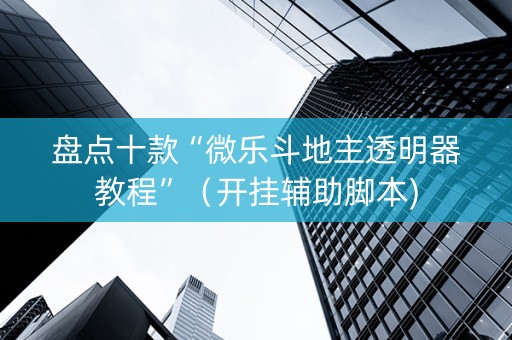 盘点十款“微乐斗地主透明器教程”（开挂辅助脚本)