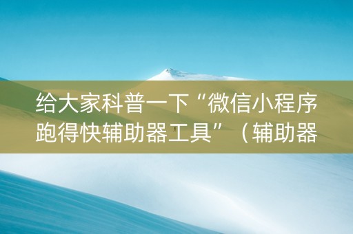 给大家科普一下“微信小程序跑得快辅助器工具”（辅助器插件)