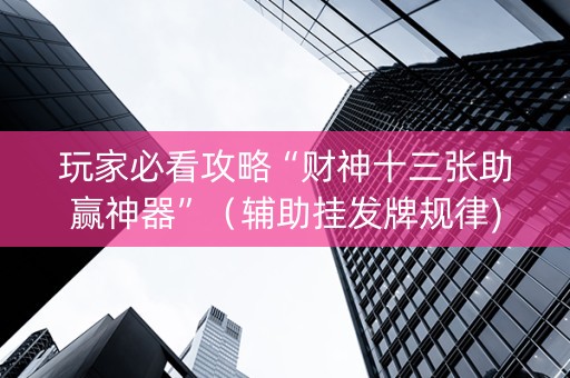 玩家必看攻略“财神十三张助赢神器”（辅助挂发牌规律)