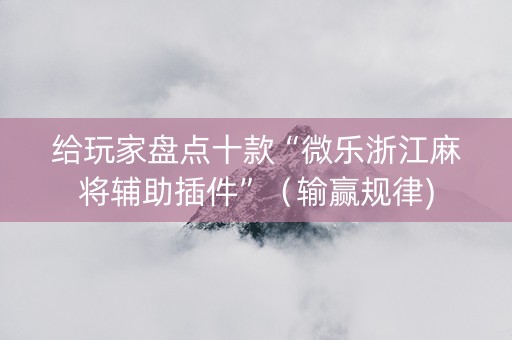 给玩家盘点十款“微乐浙江麻将辅助插件”（输赢规律)