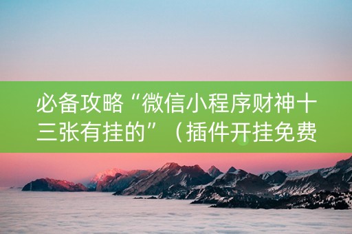 必备攻略“微信小程序财神十三张有挂的”（插件开挂免费AI)