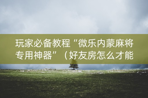 玩家必备教程“微乐内蒙麻将专用神器”（好友房怎么才能赢)