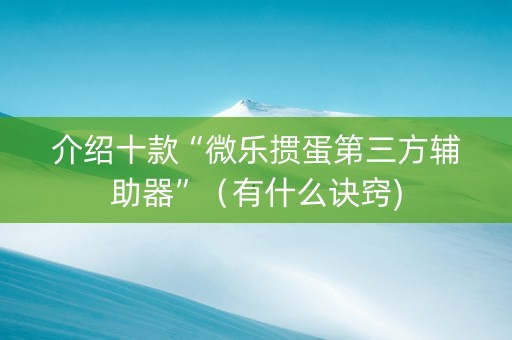 介绍十款“微乐掼蛋第三方辅助器”（有什么诀窍)