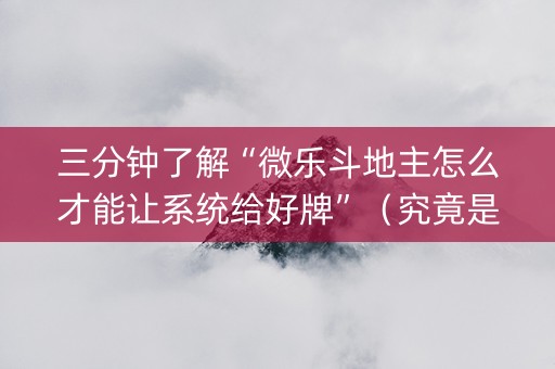 三分钟了解“微乐斗地主怎么才能让系统给好牌”（究竟是不是有挂)