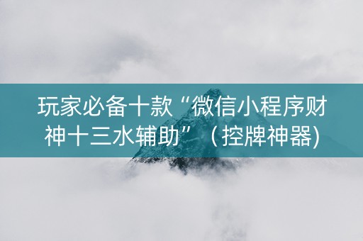 玩家必备十款“微信小程序财神十三水辅助”（控牌神器)