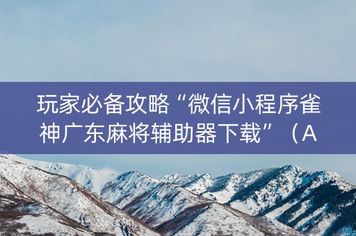 玩家必备攻略“微信小程序雀神广东麻将辅助器下载”（AI辅助胡牌规则)