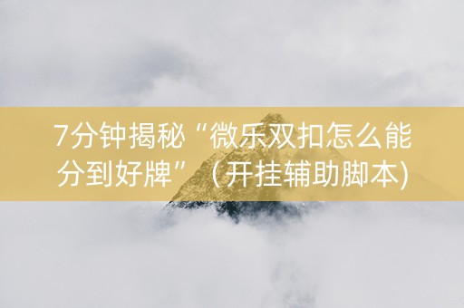 7分钟揭秘“微乐双扣怎么能分到好牌”（开挂辅助脚本)