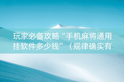 玩家必备攻略“手机麻将通用挂软件多少钱”（规律确实有挂)