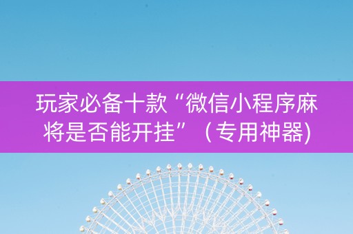 玩家必备十款“微信小程序麻将是否能开挂”（专用神器)