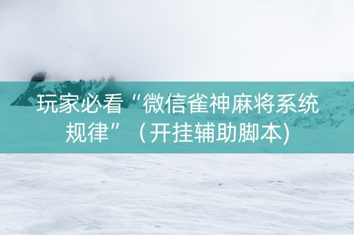 玩家必看“微信雀神麻将系统规律”（开挂辅助脚本)