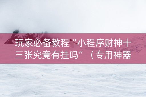 玩家必备教程“小程序财神十三张究竟有挂吗”（专用神器下载)