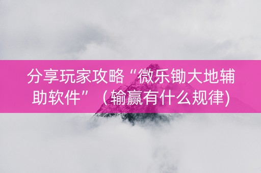 分享玩家攻略“微乐锄大地辅助软件”（输赢有什么规律)