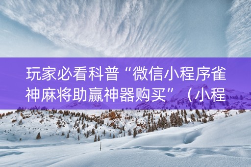 玩家必看科普“微信小程序雀神麻将助赢神器购买”（小程序辅助软件)