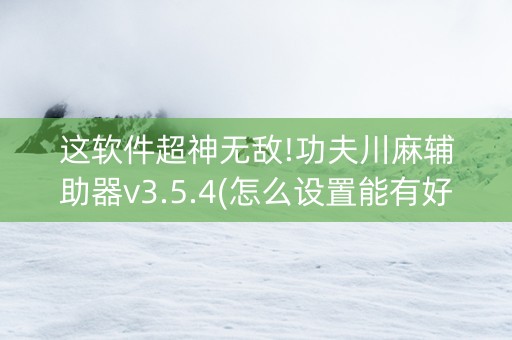 这软件超神无敌!功夫川麻辅助器v3.5.4(怎么设置能有好牌)