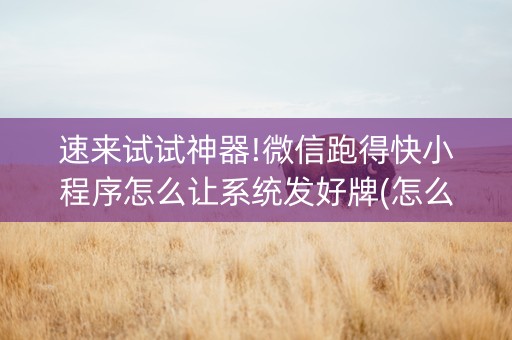 速来试试神器!微信跑得快小程序怎么让系统发好牌(怎么设置会赢)