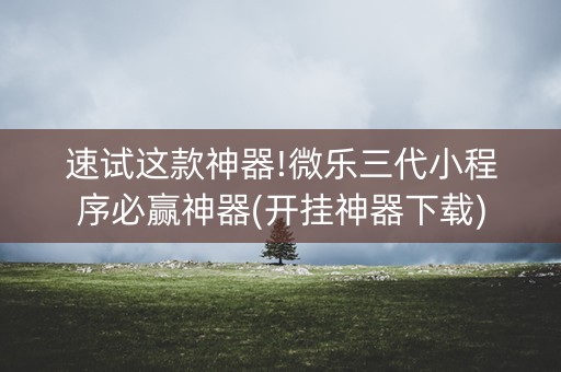 速试这款神器!微乐三代小程序必赢神器(开挂神器下载)