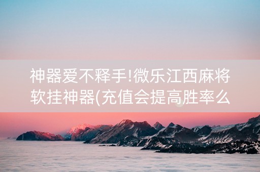 神器爱不释手!微乐江西麻将软挂神器(充值会提高胜率么)