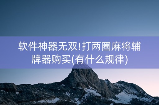 软件神器无双!打两圈麻将辅牌器购买(有什么规律)