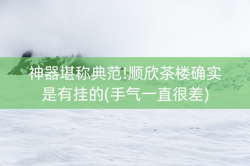 神器堪称典范!顺欣茶楼确实是有挂的(手气一直很差)