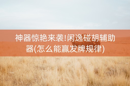 神器惊艳来袭!闲逸碰胡辅助器(怎么能赢发牌规律)