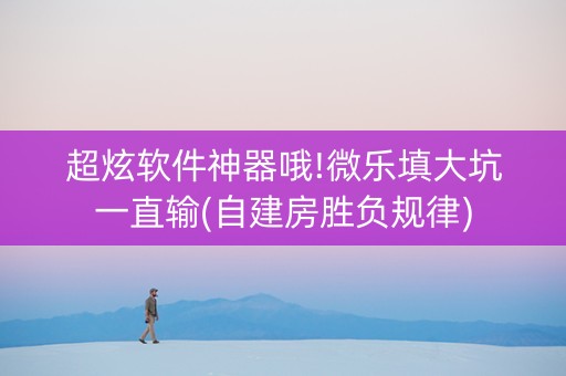 超炫软件神器哦!微乐填大坑一直输(自建房胜负规律)