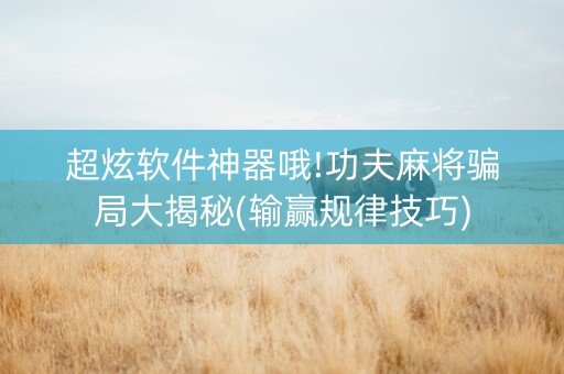 超炫软件神器哦!功夫麻将骗局大揭秘(输赢规律技巧)