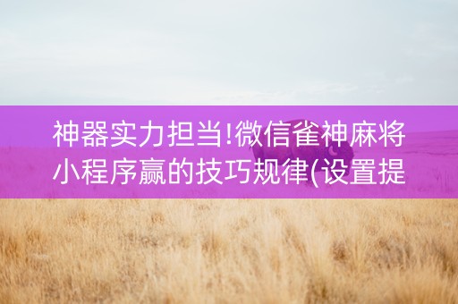神器实力担当!微信雀神麻将小程序赢的技巧规律(设置提高好牌几率)