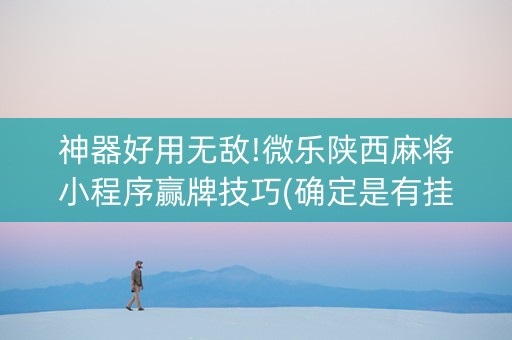 神器好用无敌!微乐陕西麻将小程序赢牌技巧(确定是有挂)