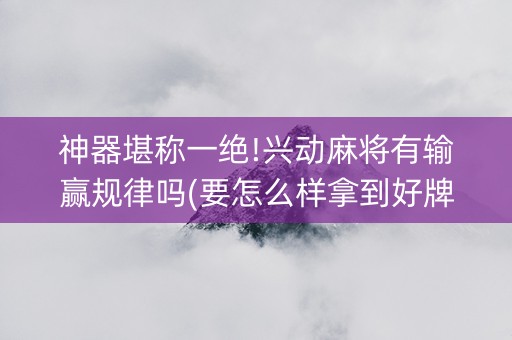 神器堪称一绝!兴动麻将有输赢规律吗(要怎么样拿到好牌)