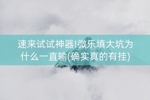 速来试试神器!微乐填大坑为什么一直输(确实真的有挂)
