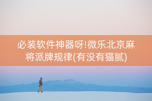必装软件神器呀!微乐北京麻将派牌规律(有没有猫腻)