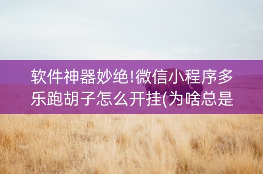 软件神器妙绝!微信小程序多乐跑胡子怎么开挂(为啥总是输)