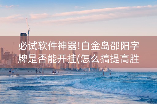 必试软件神器!白金岛邵阳字牌是否能开挂(怎么搞提高胜率)