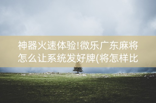 神器火速体验!微乐广东麻将怎么让系统发好牌(将怎样比较容易赢)
