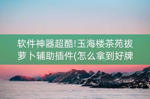软件神器超酷!玉海楼茶苑拔萝卜辅助插件(怎么拿到好牌)