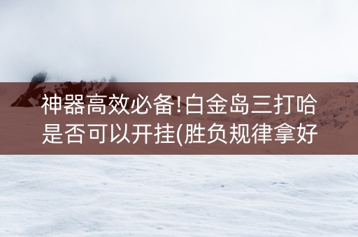 神器高效必备!白金岛三打哈是否可以开挂(胜负规律拿好牌)