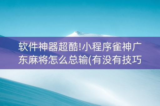 软件神器超酷!小程序雀神广东麻将怎么总输(有没有技巧)