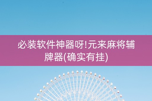 必装软件神器呀!元来麻将辅牌器(确实有挂)