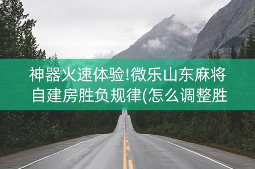 神器火速体验!微乐山东麻将自建房胜负规律(怎么调整胜率)