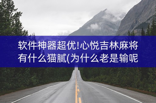 软件神器超优!心悦吉林麻将有什么猫腻(为什么老是输呢)