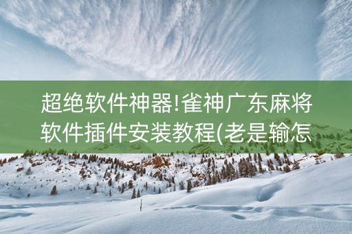 超绝软件神器!雀神广东麻将软件插件安装教程(老是输怎么回事)